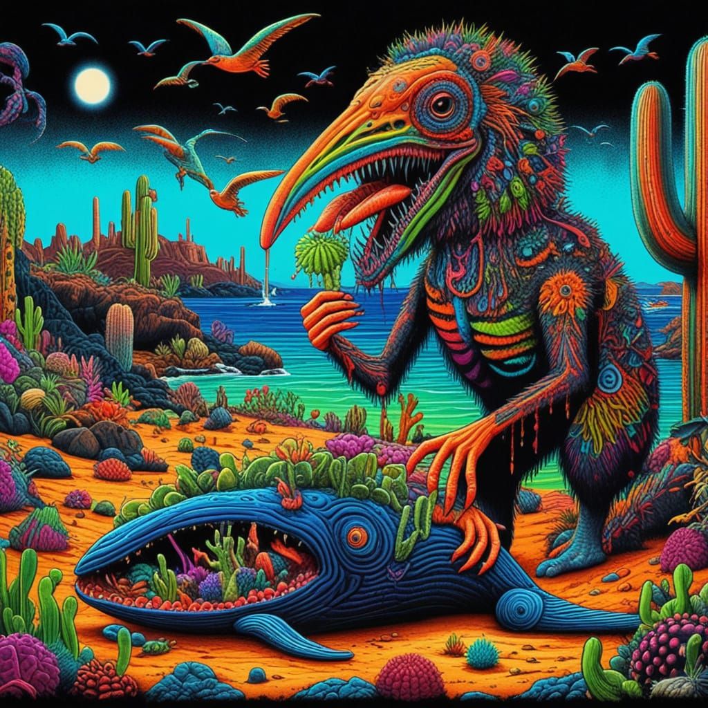 Psychedelic Grotesque Caricature in Dayglo Colors