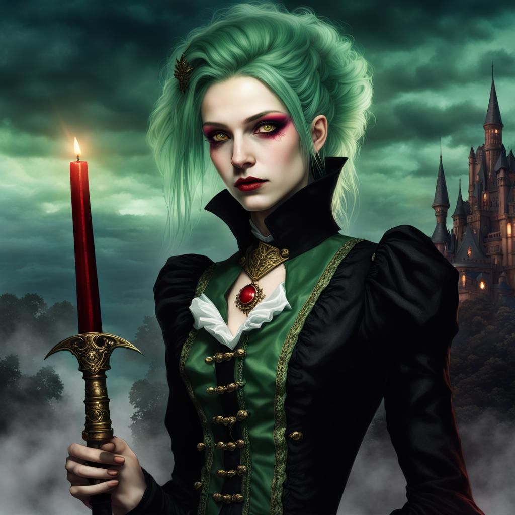 Ethereal Queen of Mystics in Victorian Dark Vampire Regalia