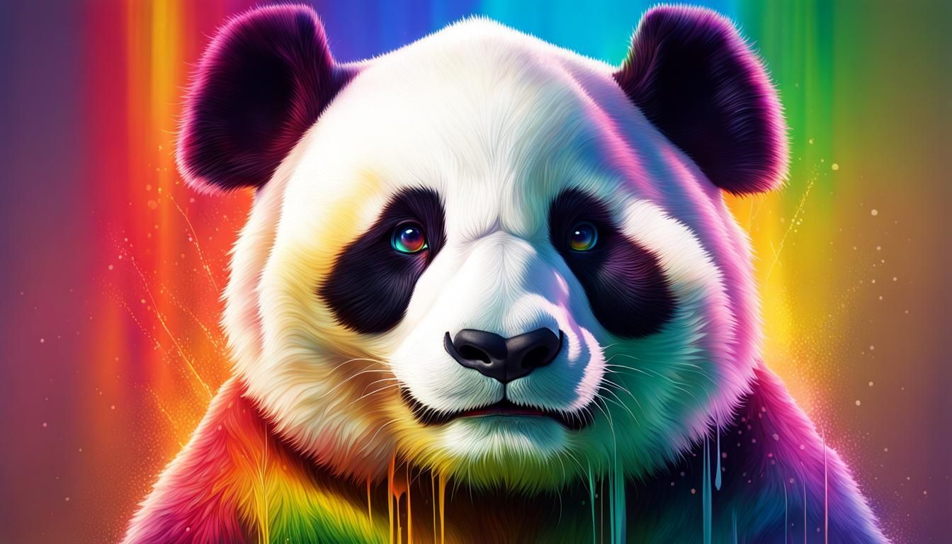Hyperrealistic Rainbow Panda Concept Art
