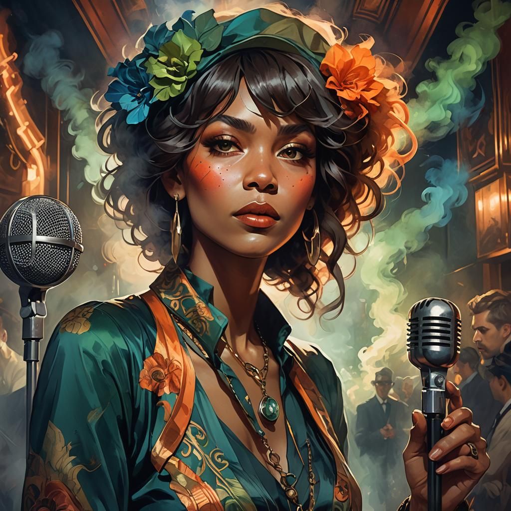 Desperate Singer in Dim Jazz Club, Splash Art
