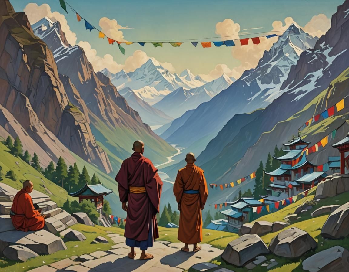 Buddhist Monk Teaching in Himalayan Temple