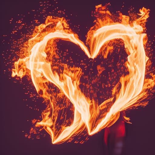 Fire Dancer with Flaming Heart: Professional Photography