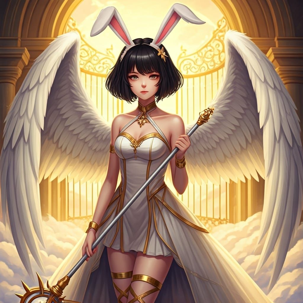 Anime Girl Angel at Heaven's Gate