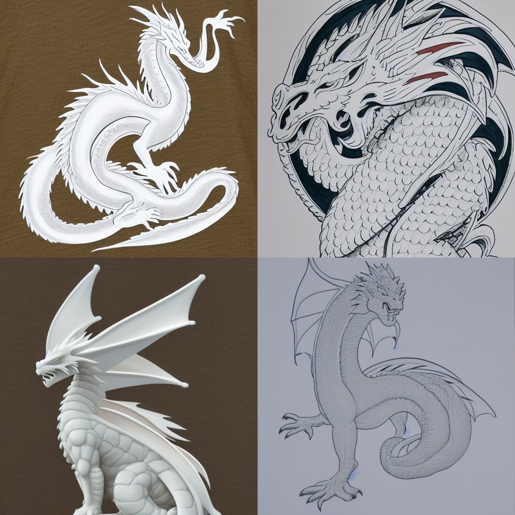 Majestic White Dragon Sitting