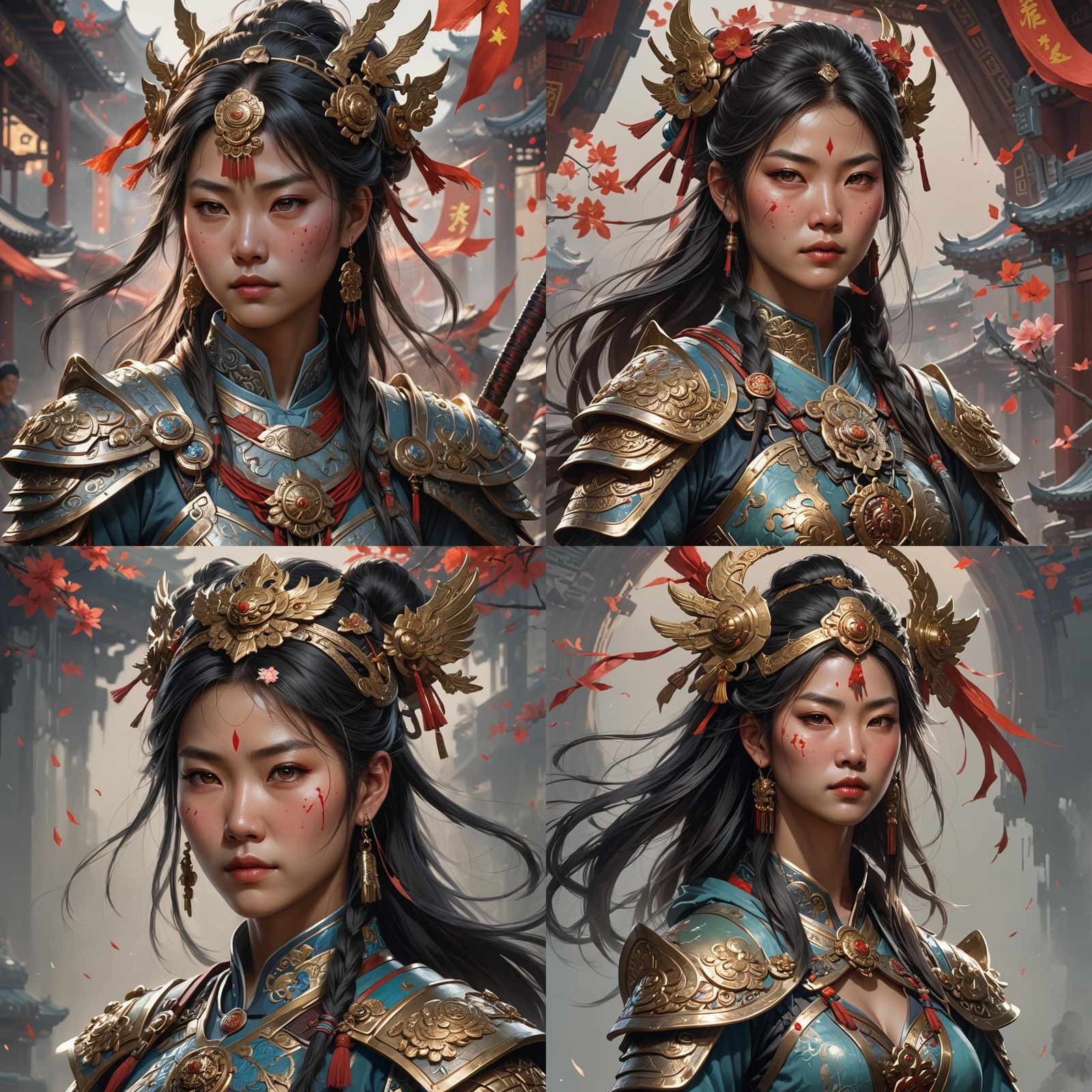 Detailed Portrait of a Chinese Female Warrior