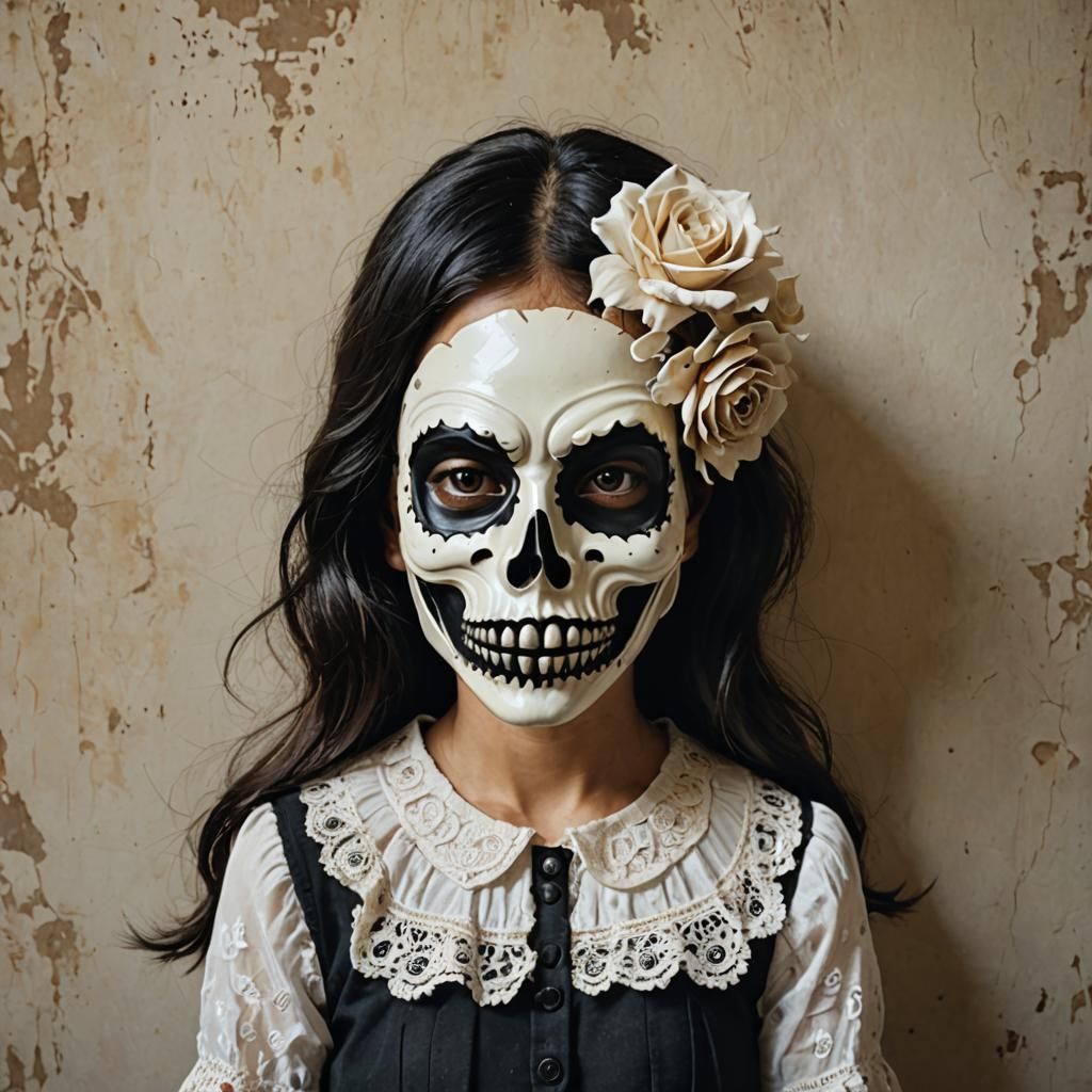 Girl with Death Mask (She Plays Alone) by Mia Araujo