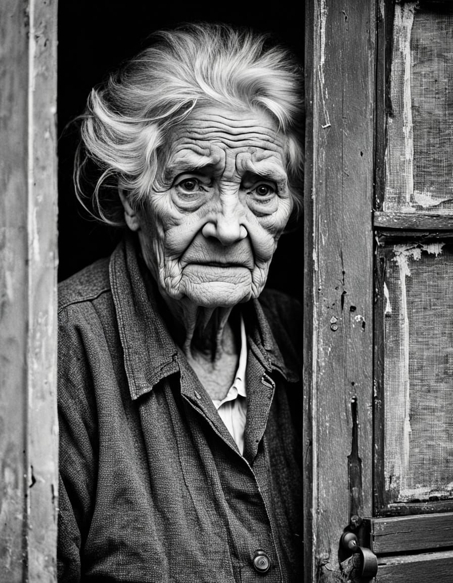 Dignified Elderly Woman: Black and White Portrait