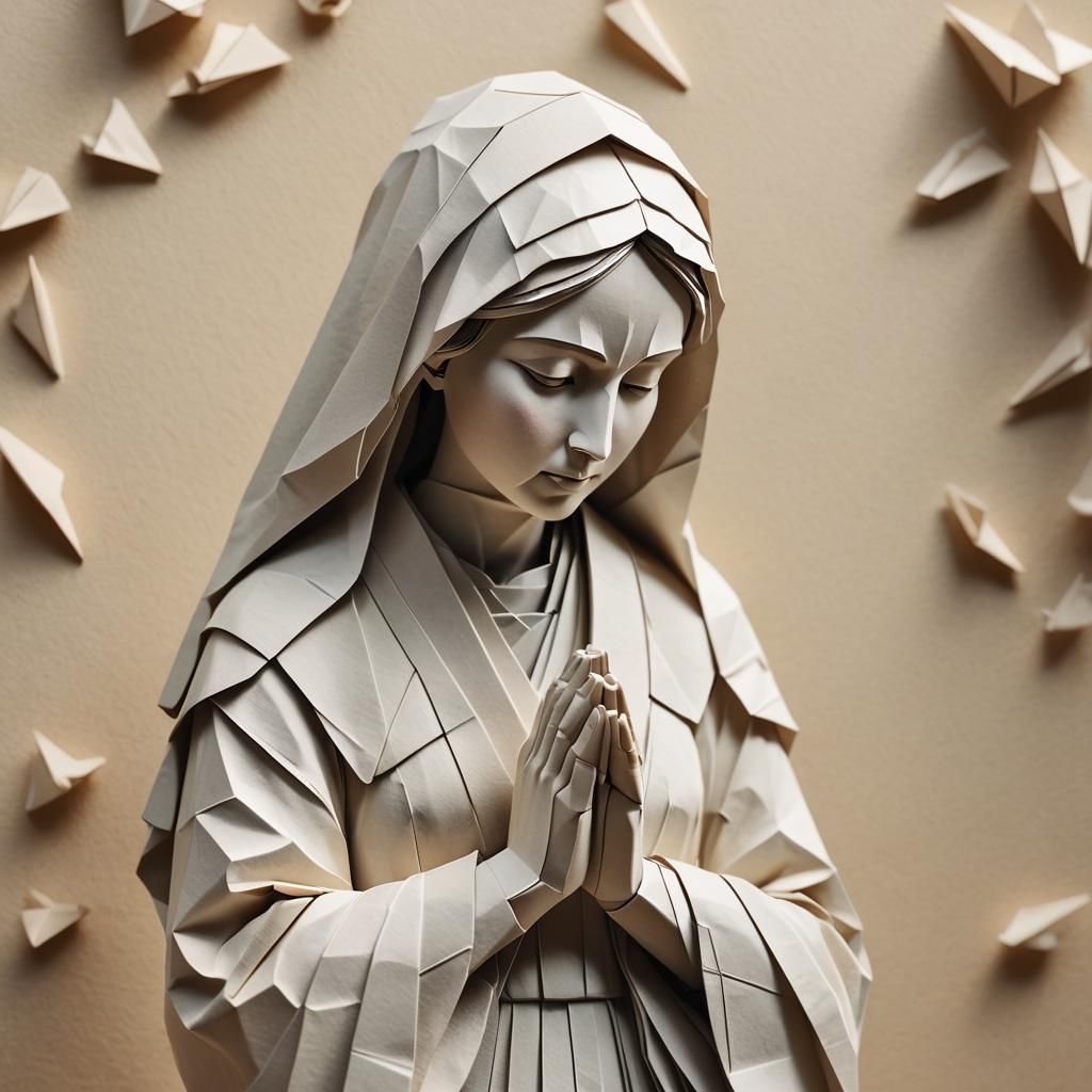 Saint Mary Prays: Origami Papercraft Art