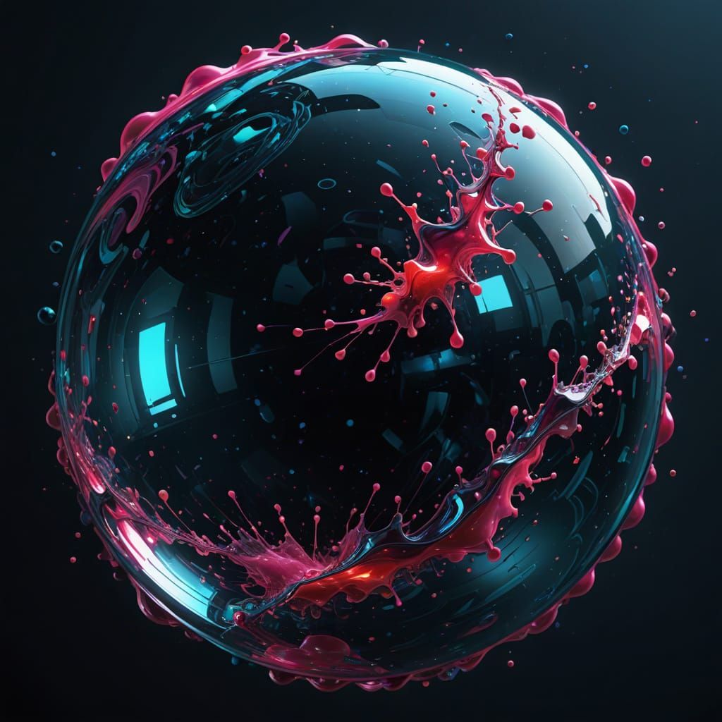 Vivid Sphere Filled with Swirling Pink and Purple Particles