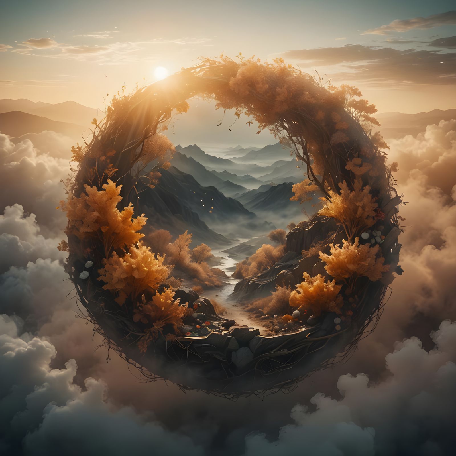 Serene Poem Illustration in Dreamy Mixed Media Art