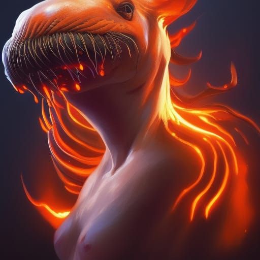 Fiery Walrus Portrait in Art Nouveau Style