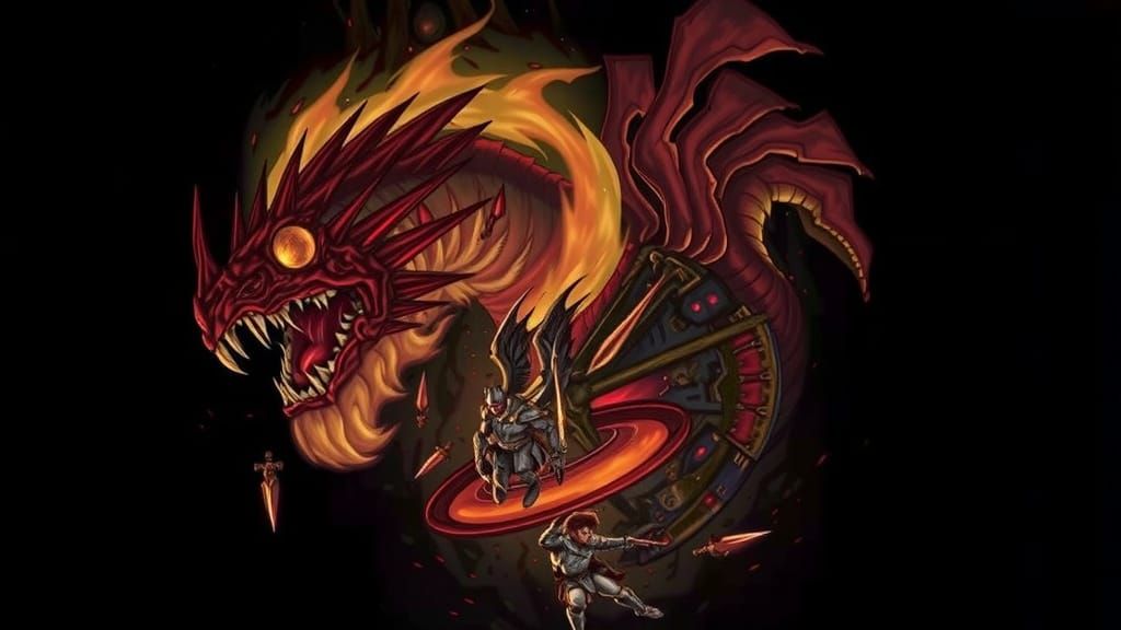 Fantastical Medieval Battle Scene in Deep, Rich Colors