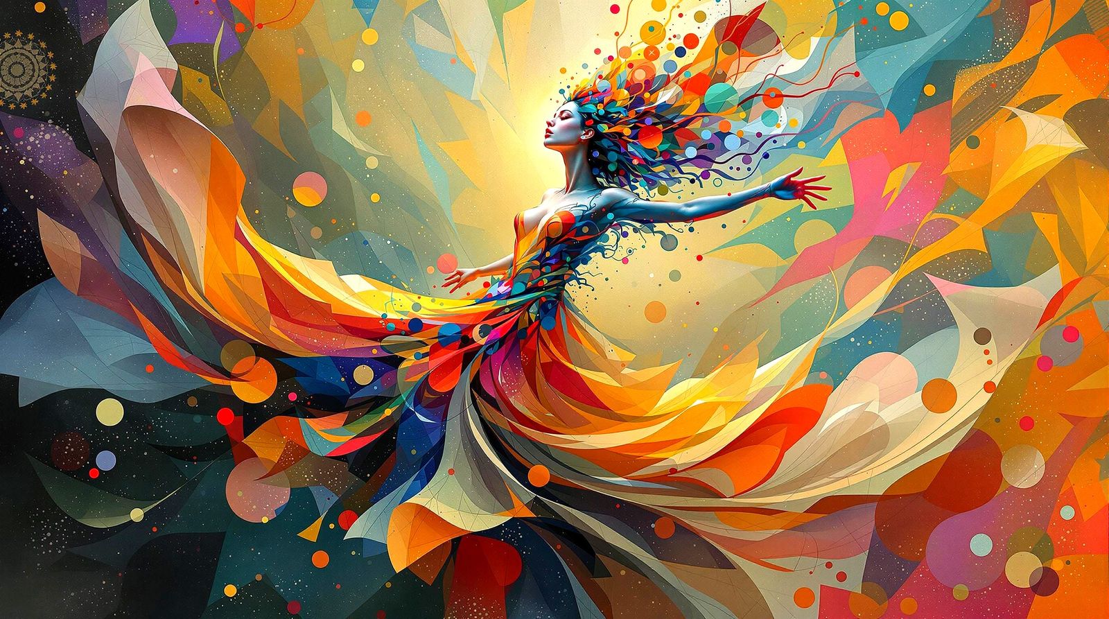 Abstract Woman Portrait in Art Nouveau Style