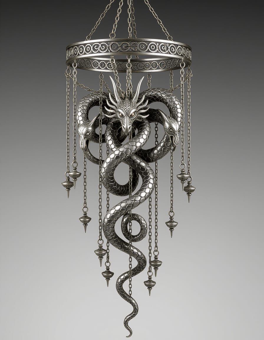 Ancient Silver Hydra Kinetic Sculpture