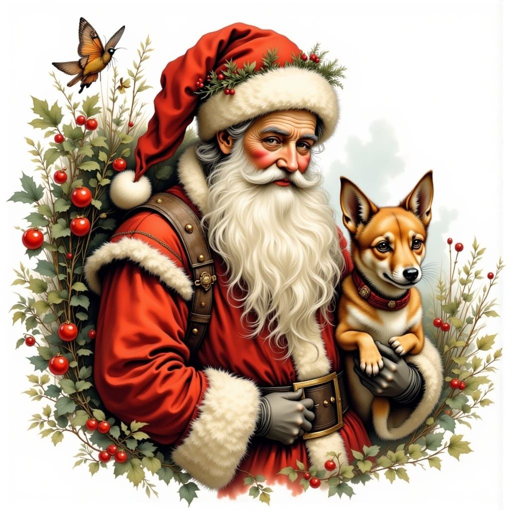 Victorian Santa Claus with Companion Animal