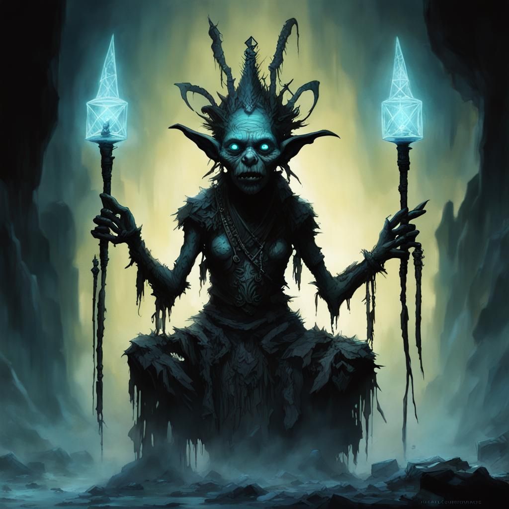 Zombie Goblin Shaman Conjuring Ice Lance