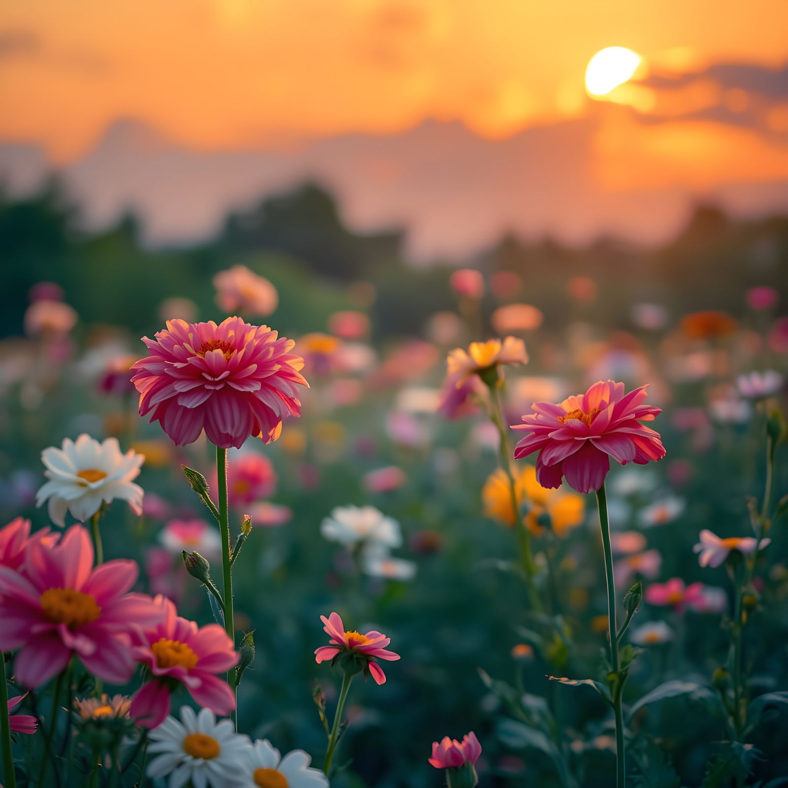 Moonlit Garden Blooms in Soft Focus