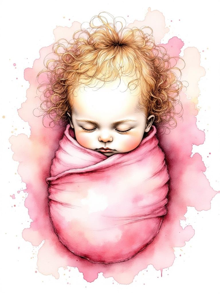 Baby Girl Sleeping Peacefully in Pink Blanket