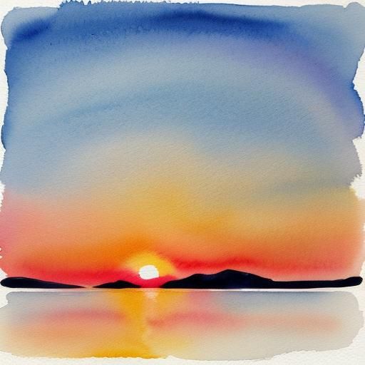 Minimal Watercolor Summer Sunrise Painting