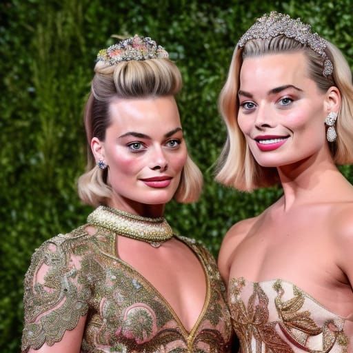Margot Robbie and Twin in Rococo Clothing