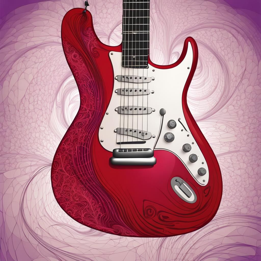 Elvis Presley Guitar in Purple Abstract Room