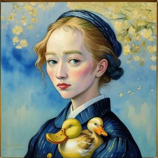 The Woman with Ducklings Inspired by Van Gogh - Joanna P.
