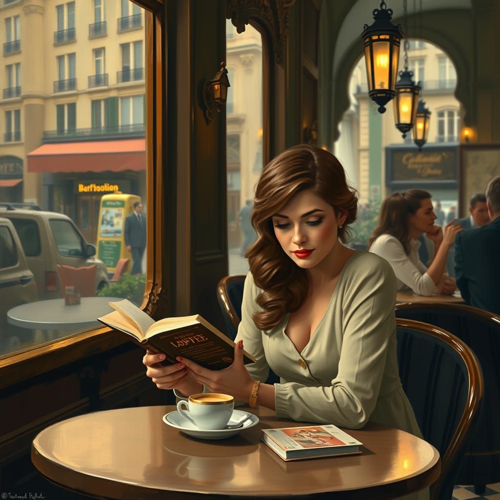 Charming Parisian Sunday Morning Scene in Post-Impressionist...