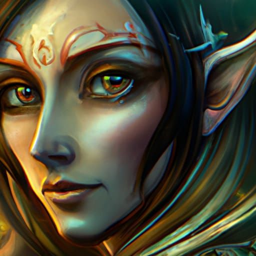 Elves Portrait in Hyperdetailed Splash Art Style