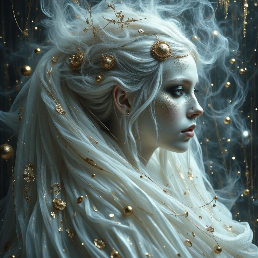Hauntingly Beautiful Consort in Ethereal White Robes