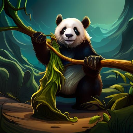 Panda's Disgusting Snack: A Detailed Matte Painting
