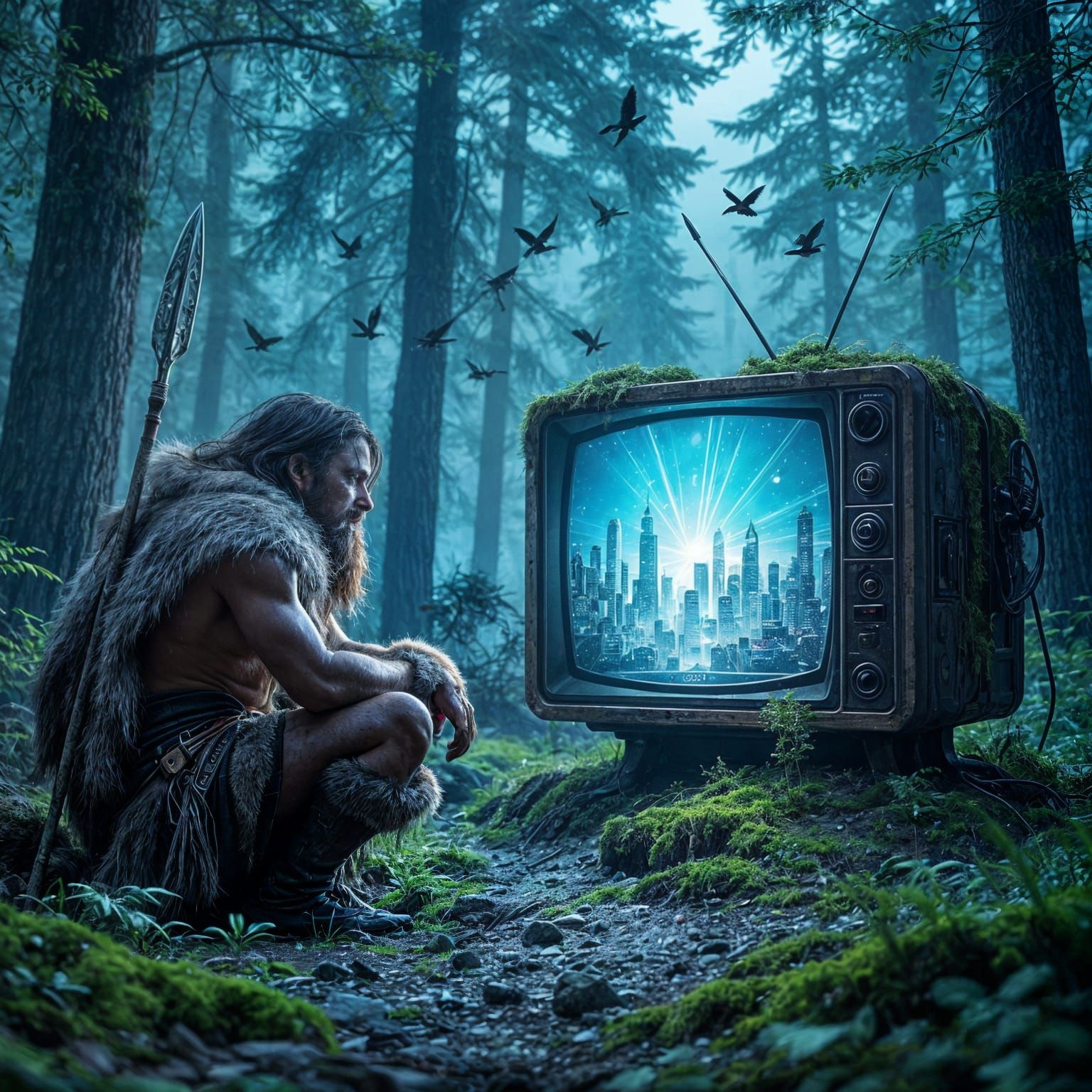 Ancient Man Meets Future TV in Primeval Forest