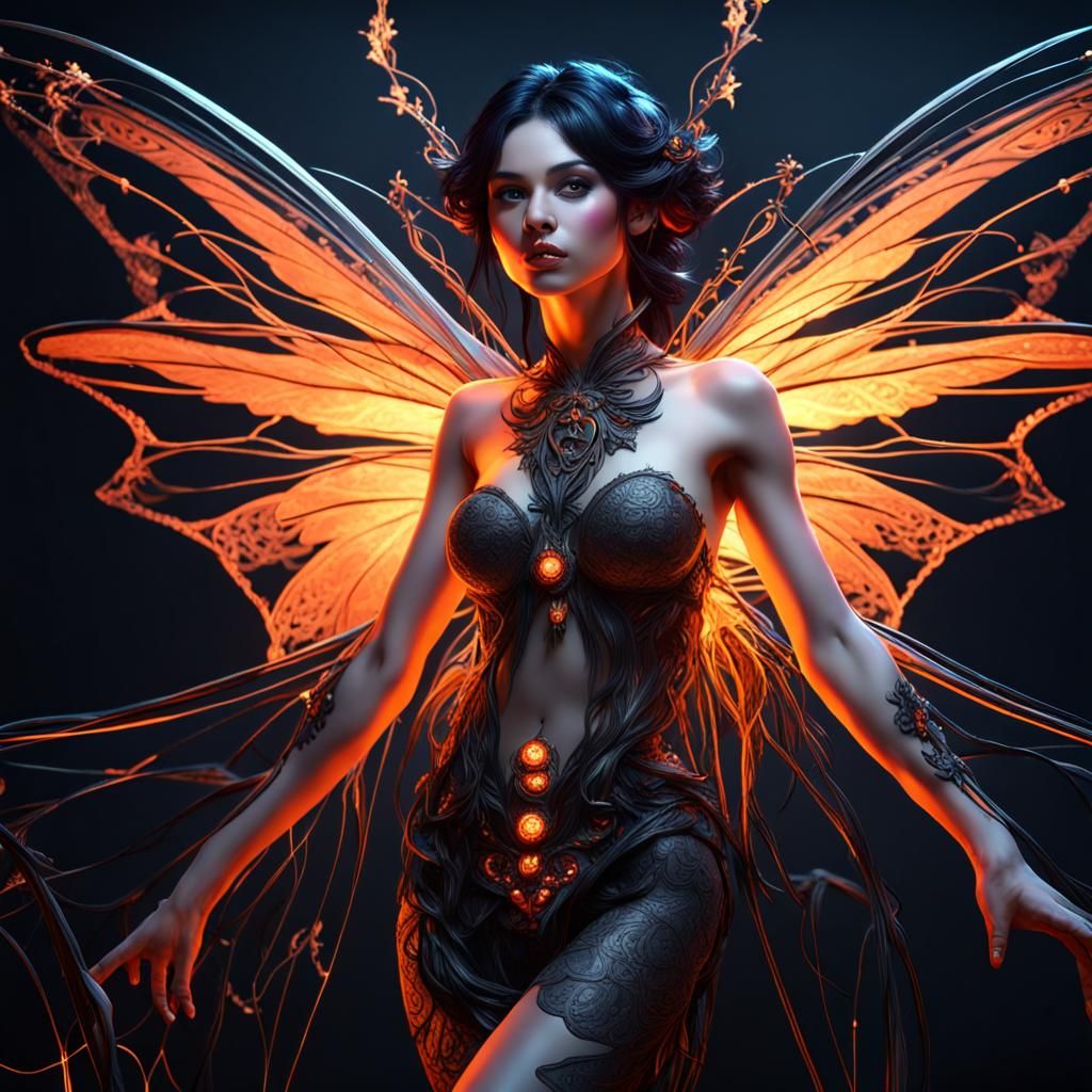 Dark Fantasy Fairy with Glowing Wand