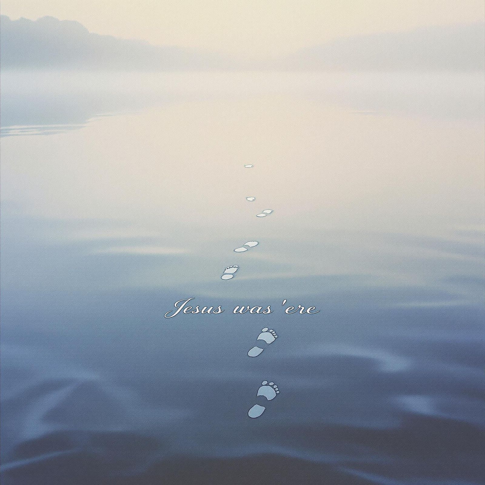 Mystical Lake Scene with Ephemeral Script