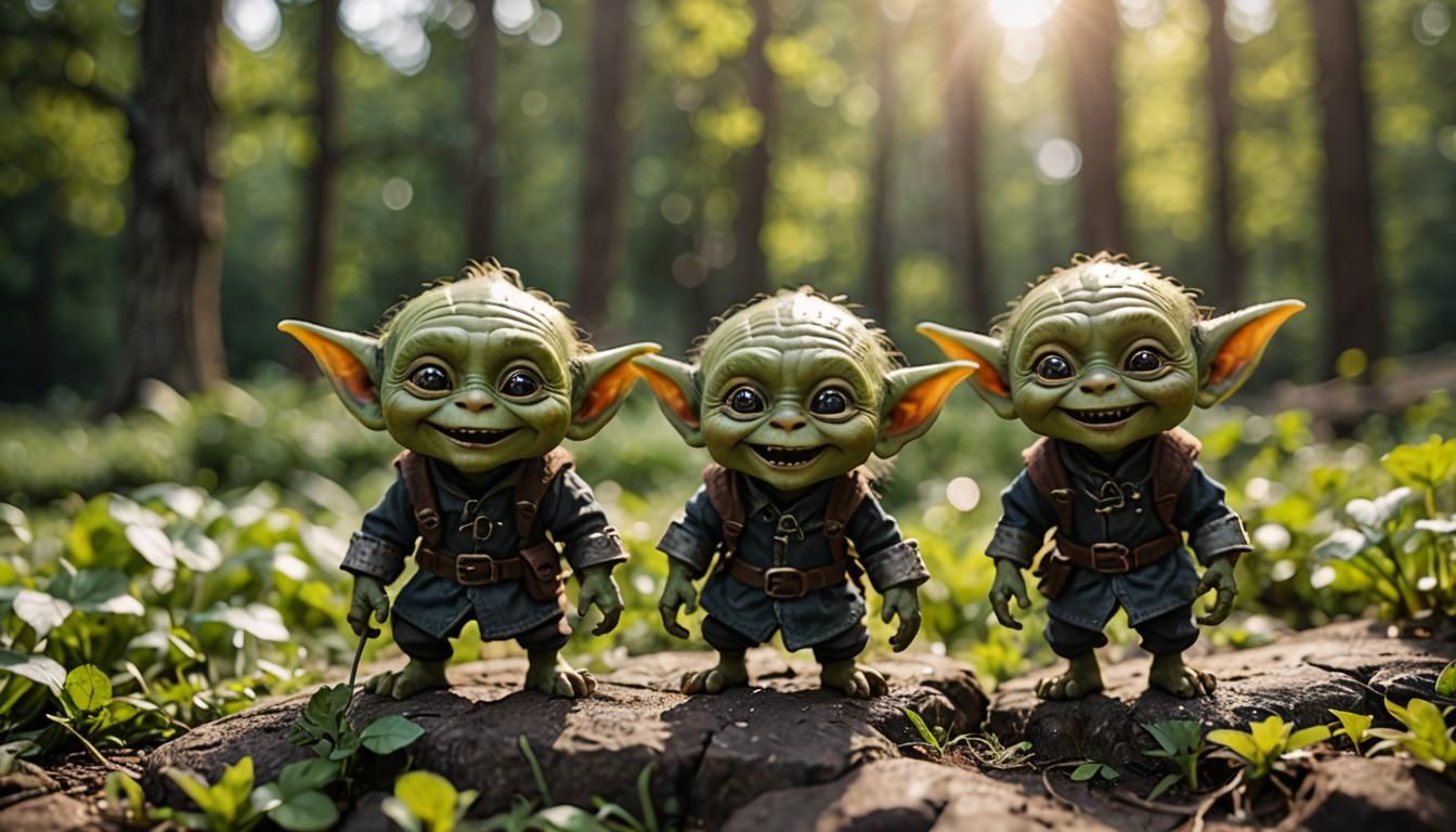 Smiling Goblins in Natural Lighting, Professional Photograph...