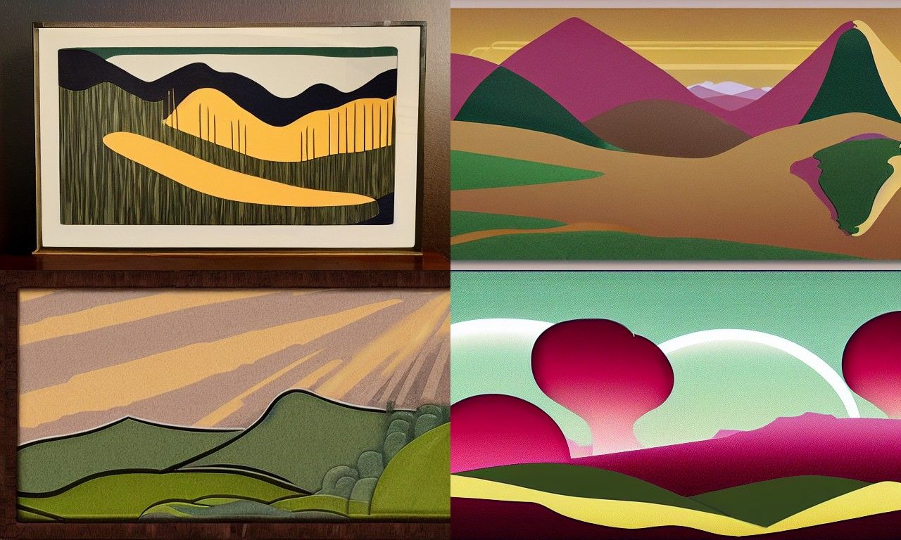 Art Deco Landscape with Geometric Design