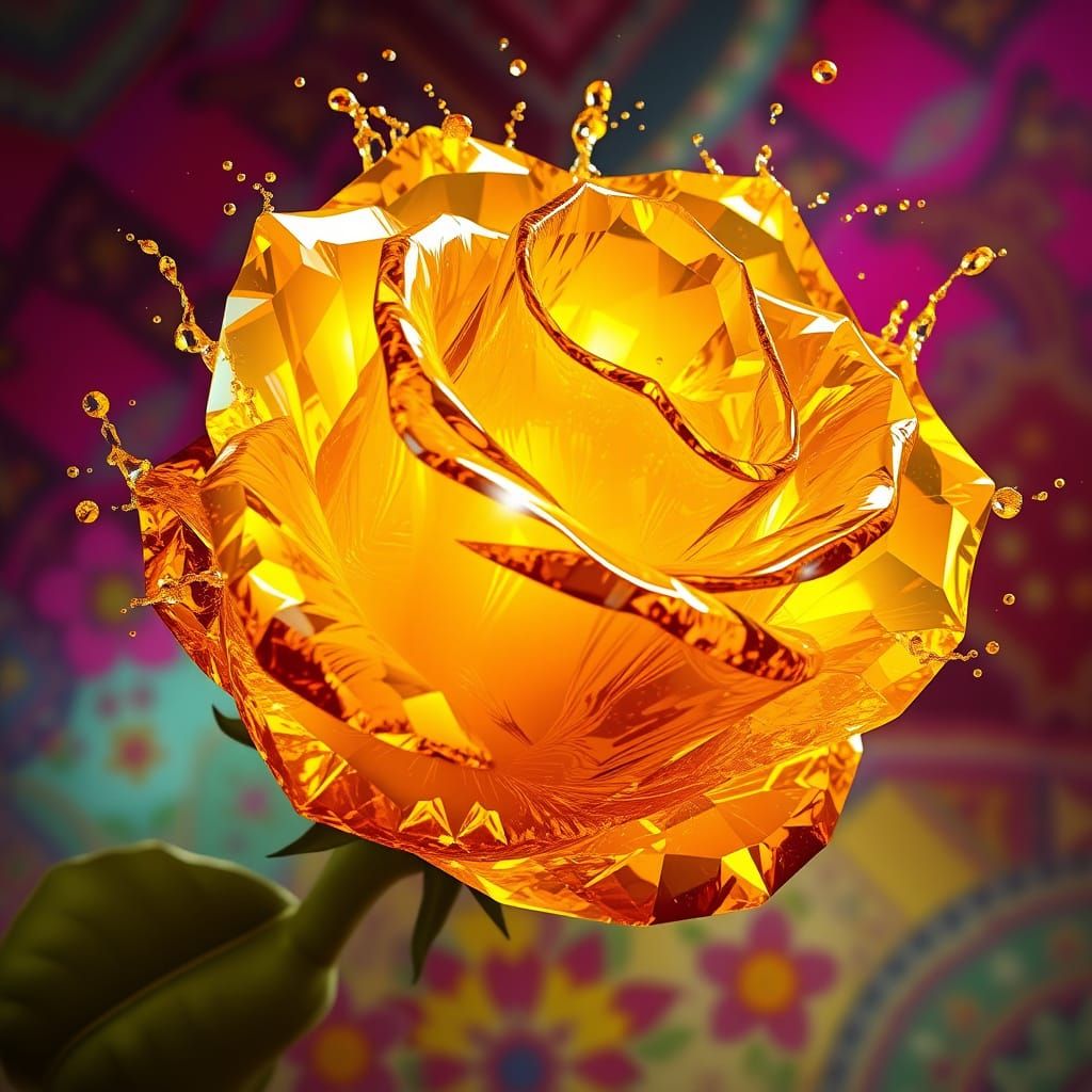 Surreal Hyperrealistic Rose Topaz in Vibrant Colors