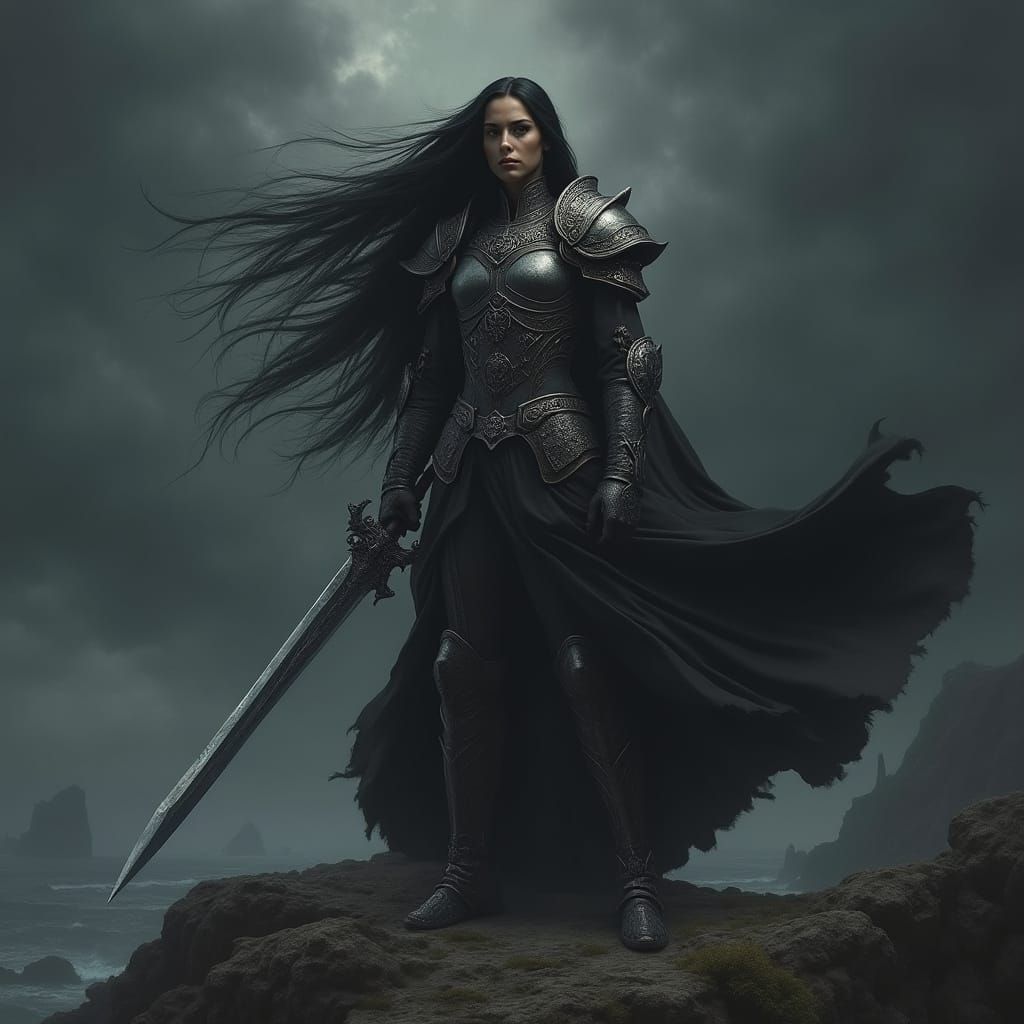 Celtic Warrior Queen in Dramatic Oil Painting Style