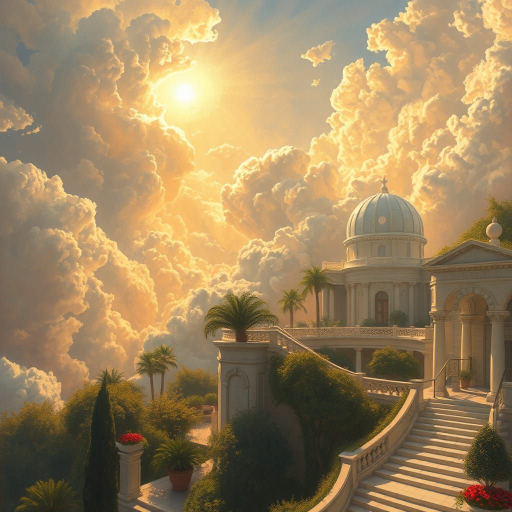 Ethereal Heavenscape in Dreamy, Symbolic Style