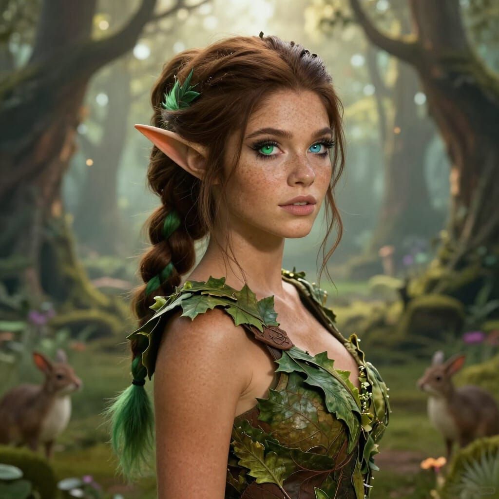 Elven Druid in Ethereal Fantasy Forest