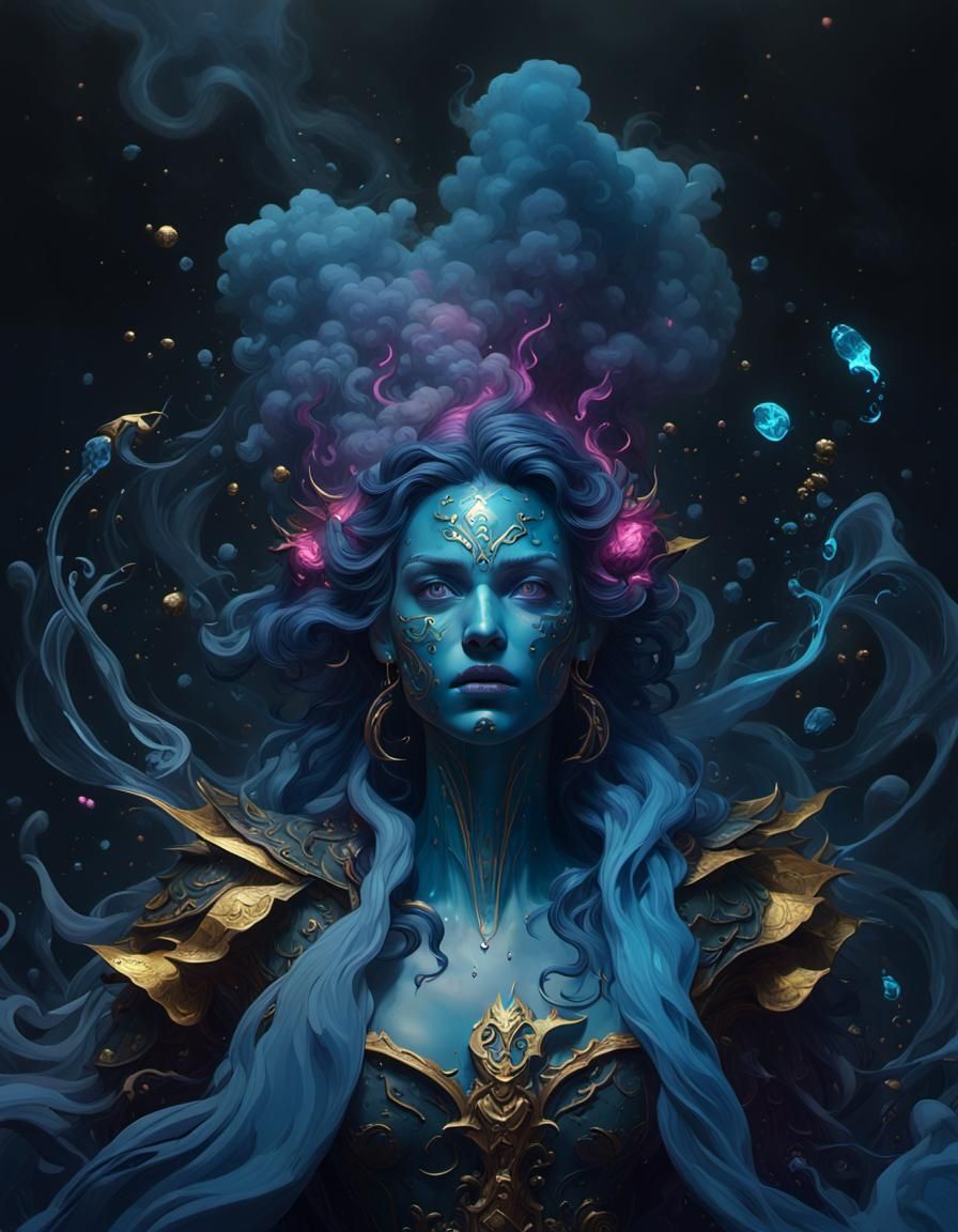 Smokey Golden Figure in Dark Fantasy Style