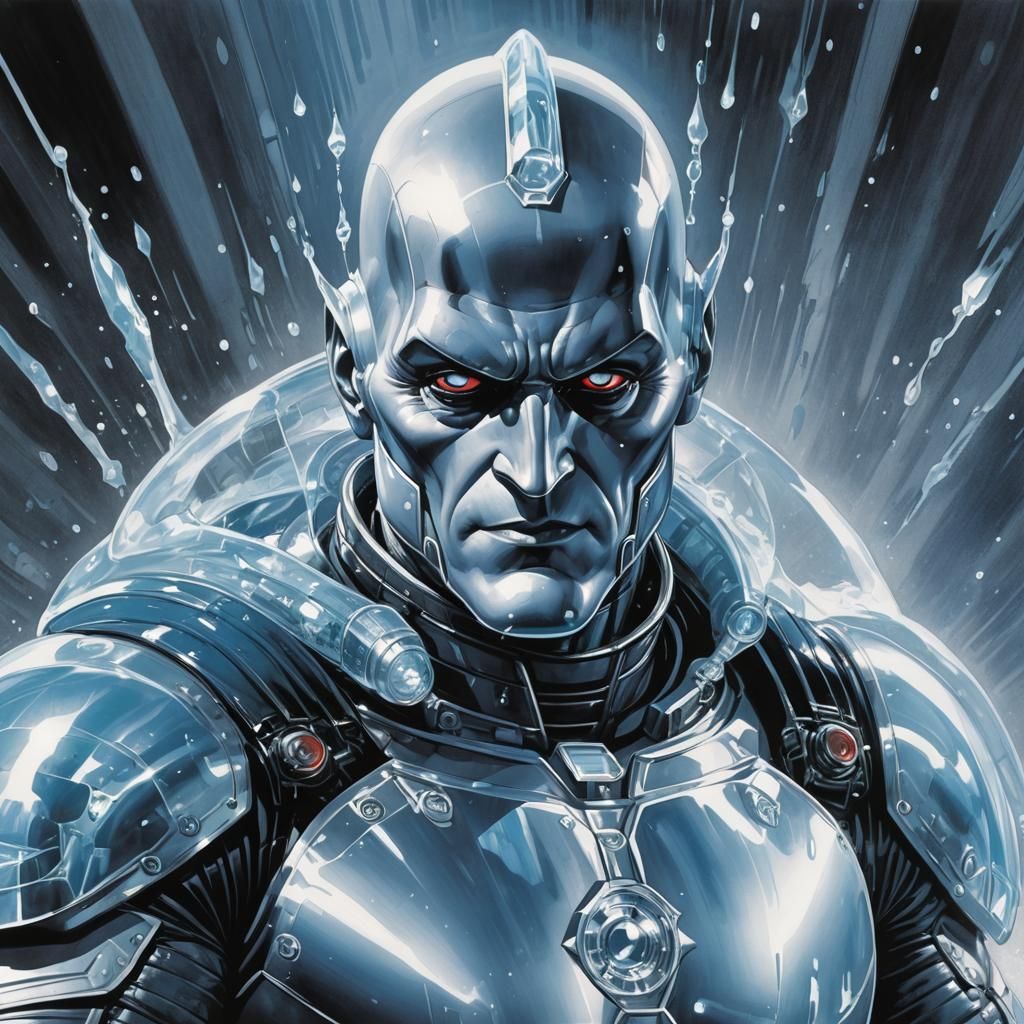 Mr. Freeze Comic Book Illustration in Alex Ross Style