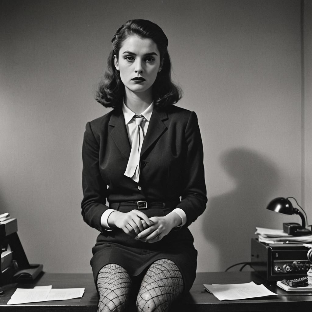 Secretary in Fishnets: French New Wave Cinema Style