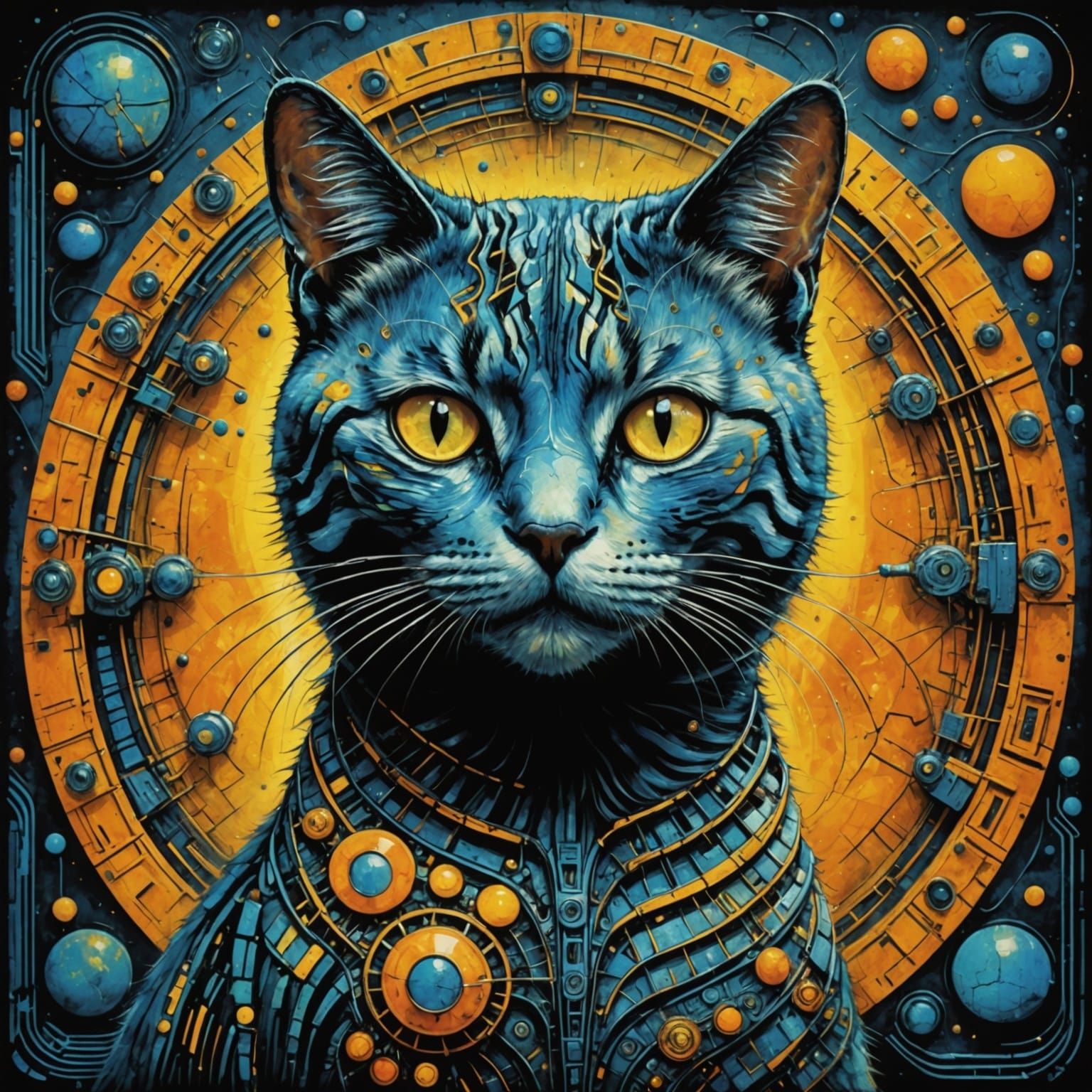 Cosmic Feline Masterpiece in Vibrant Hues