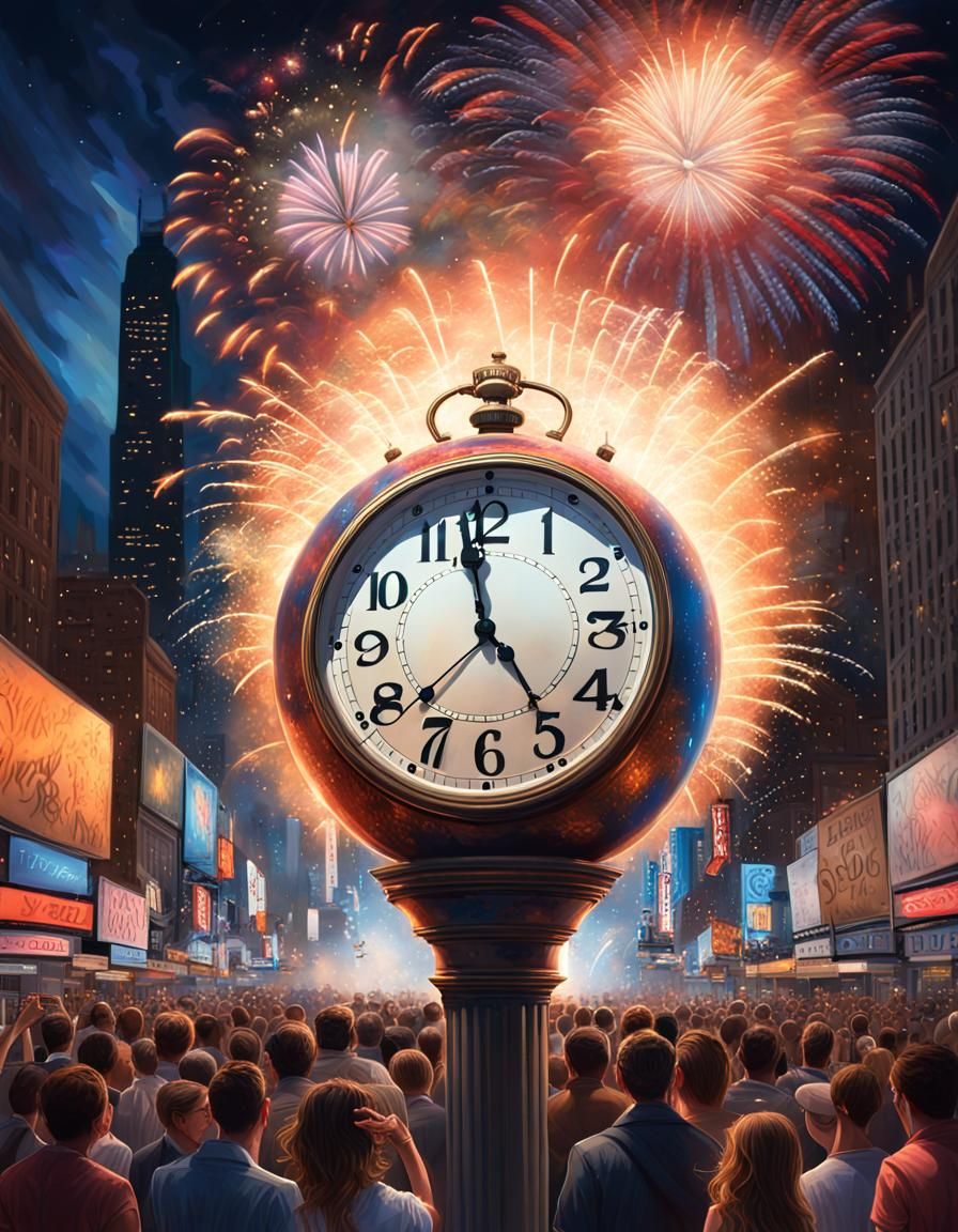 New Year's Eve Ball Drop: Hyperrealistic Splash Art