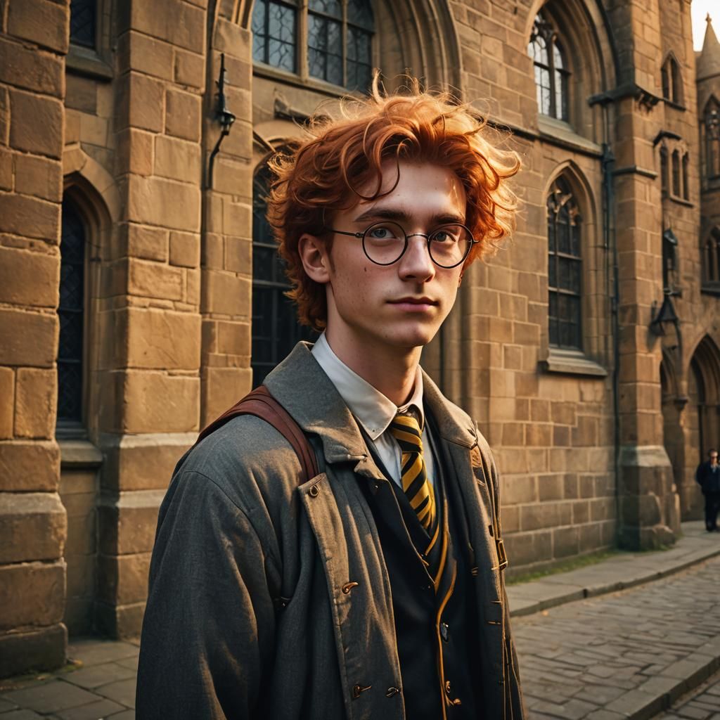 Hufflepuff Student in Golden Hour Cinematic Still
