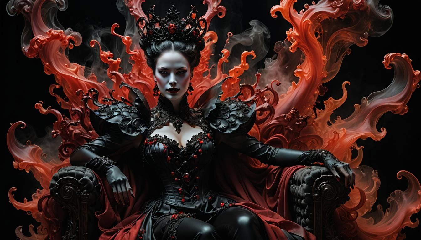 Sinister Empress in Tonalist Double Exposure Style