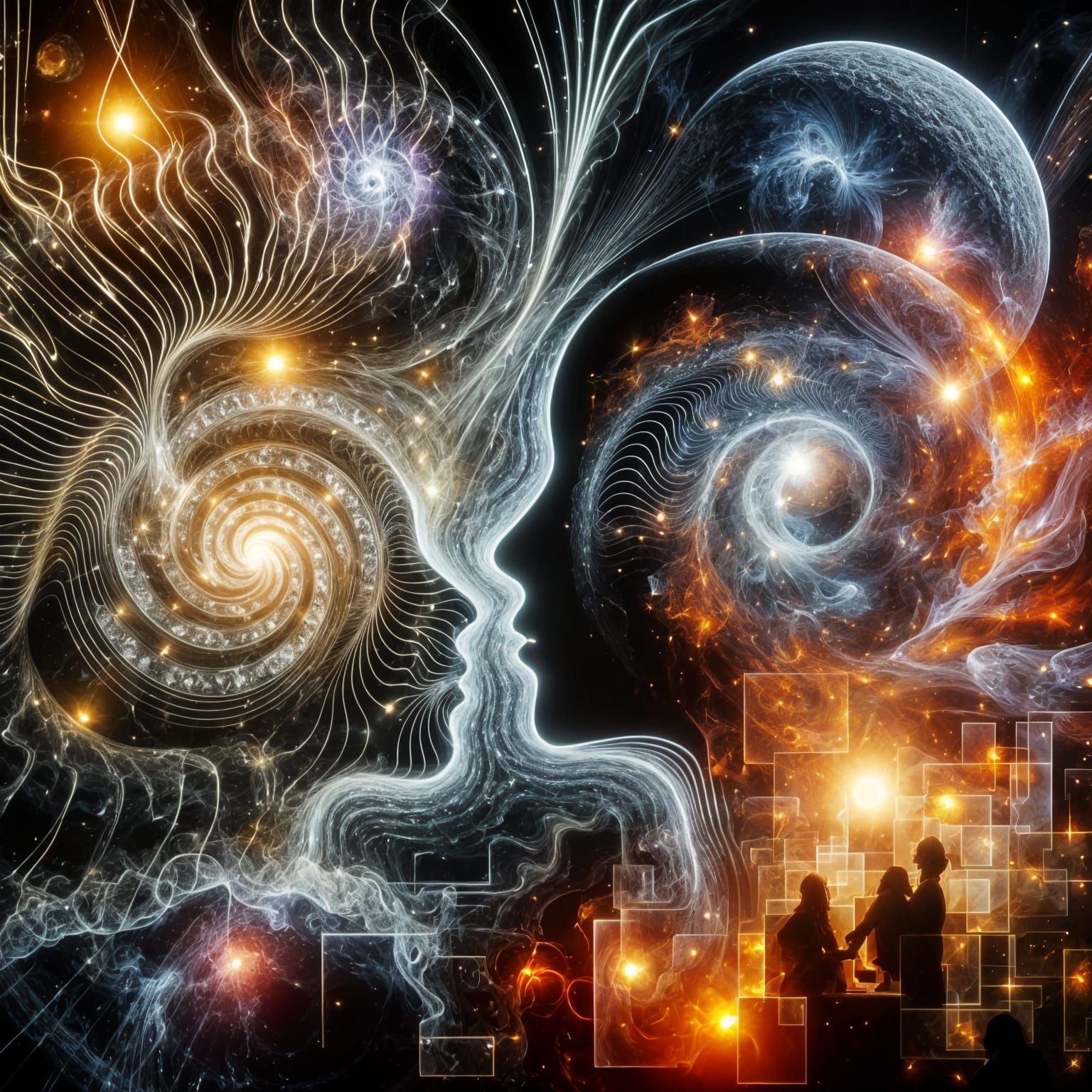 Abstract Self-Control: Cosmic Spirals and Light Caustics