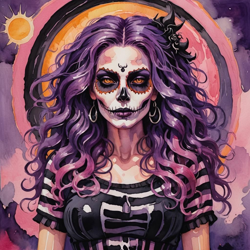 Plus Size Witch in Gouache Style