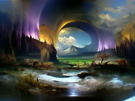 Hollow Earth Fantasy Landscape as Romantic Art