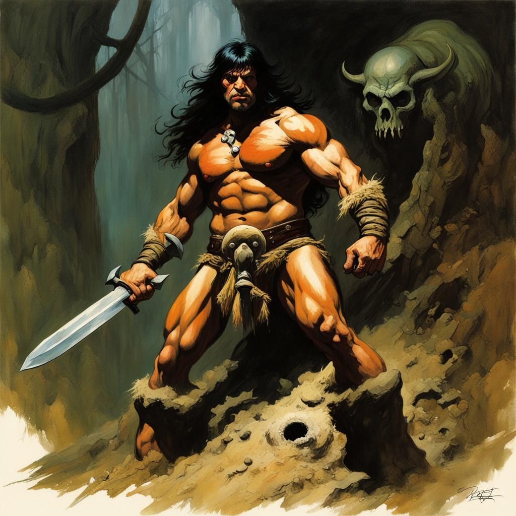 Wild Western World After Cataclysm, Frazetta Style